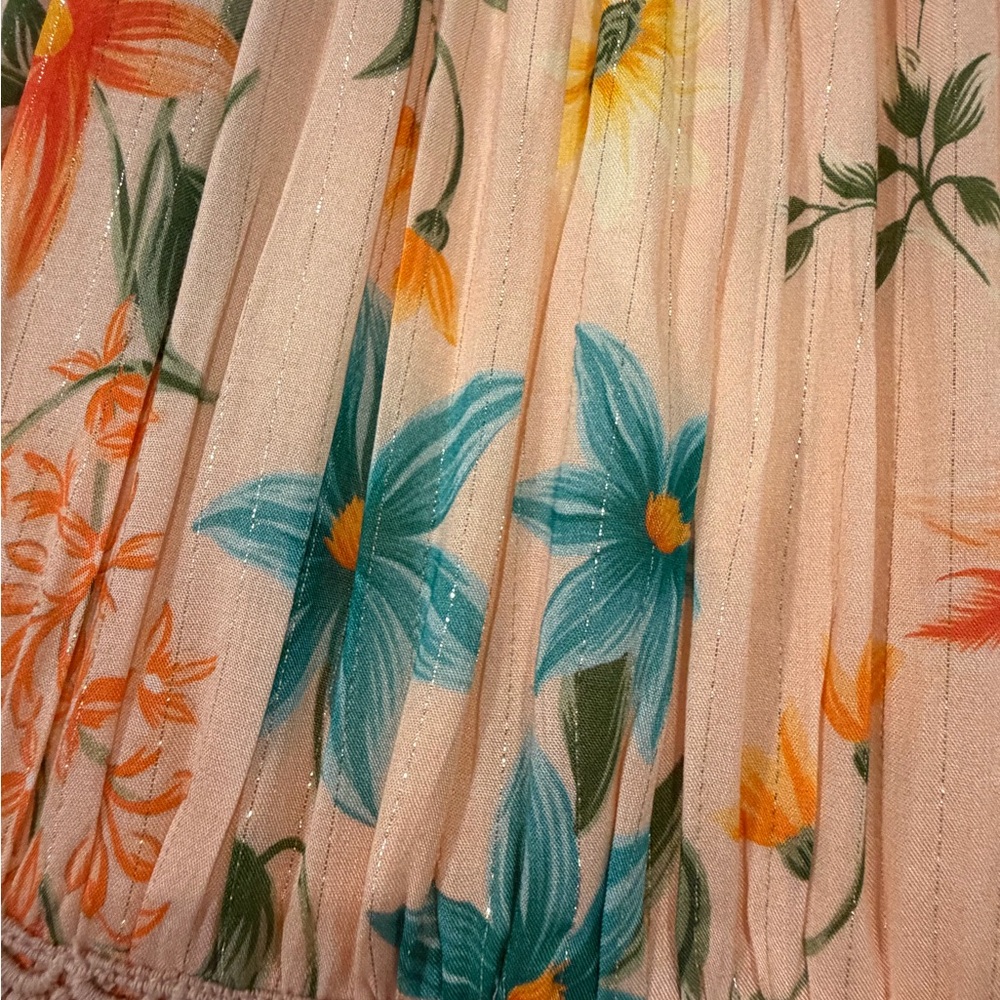 PQ Swim Peach Floral Tiered Maxi Dress with Teal & Orange Accents - Picture 3 of 7